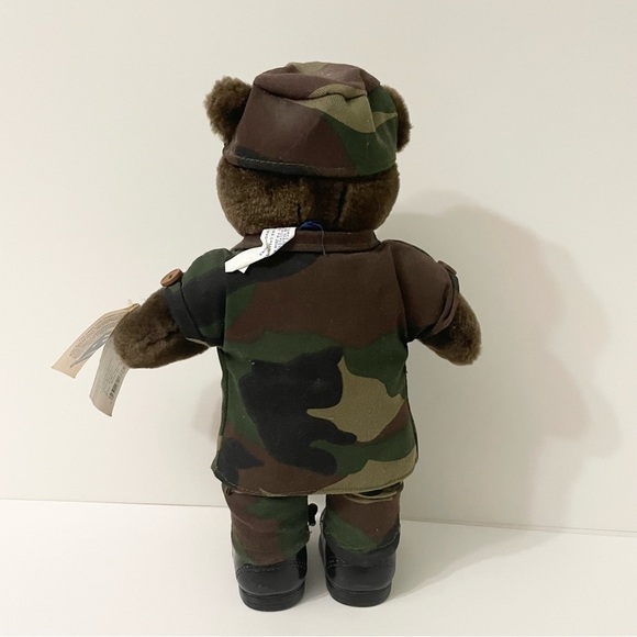 Vintage 1989 US  Bear Forces of America Plush Air Force Bear 11" Dark Brown Camo - Picture 10 of 16